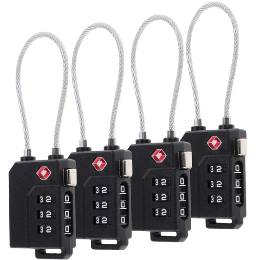 4pcs Luggage Combination Lock Portable TSA Approved Security Cable Luggage Lock 3-Digit Combination Password Lock Padlock